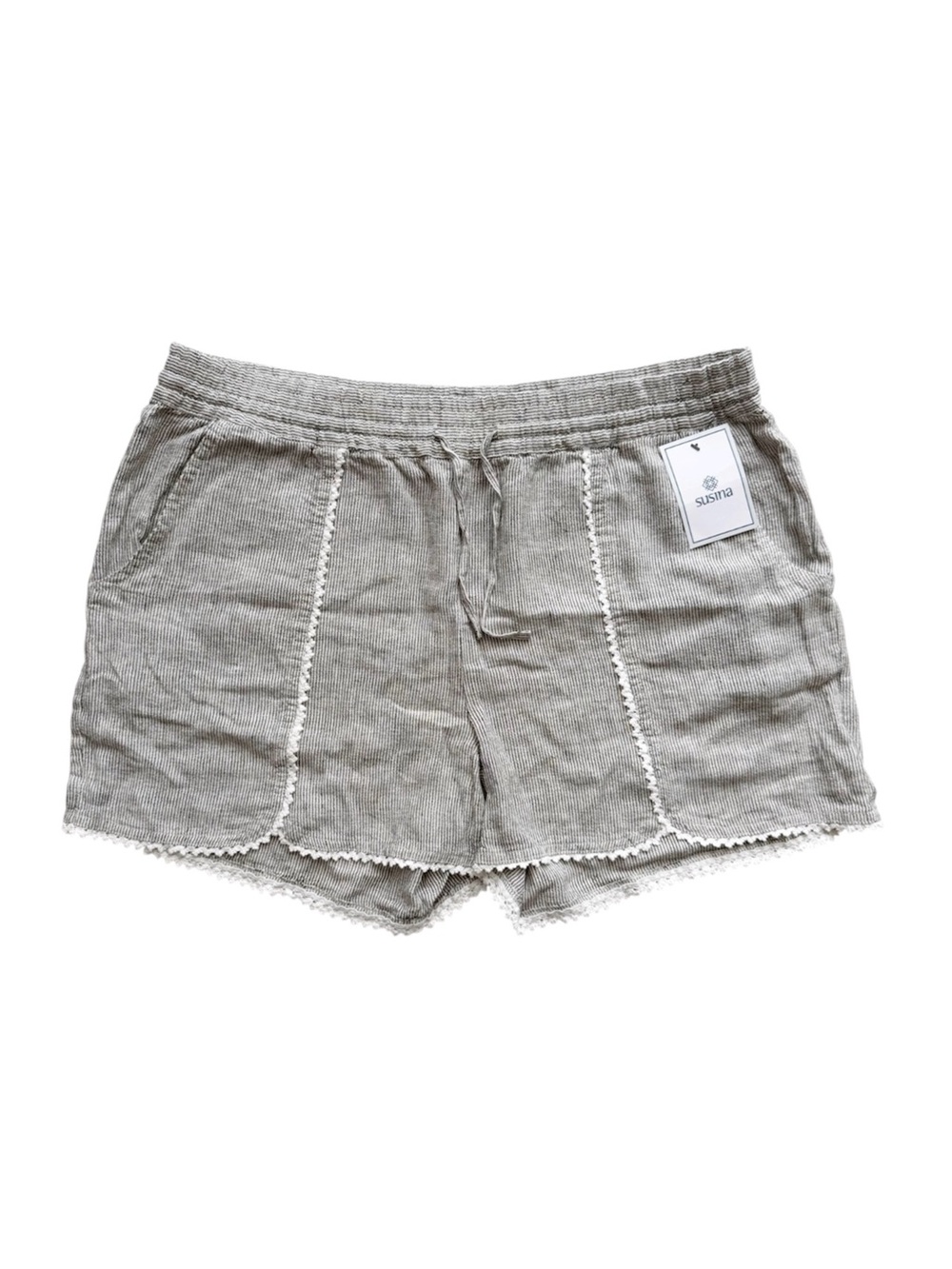 NWT Susina Pinstriped Linen Blend Shorts XL